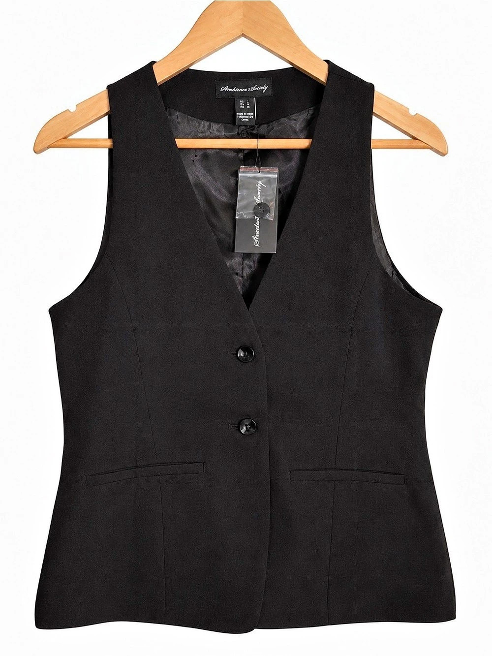 Streetwear Society Black Tailored V-Neck Vest Black | L | NWT